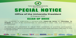 The University is organizing a campus-wide Clean-Up Drive on Thursday, 14 August, as part of its commitment to maintaining a clean, safe, and sustainable environment