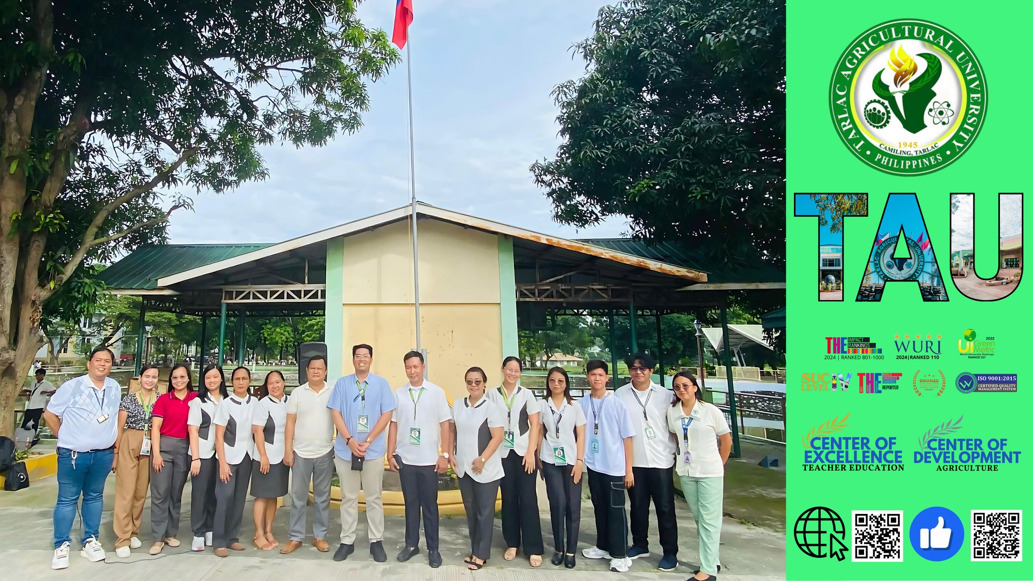 𝐂𝐀𝐏𝐓𝐔𝐑𝐄𝐃 𝐈𝐍 𝐋𝐄𝐍𝐒 | The Tarlac Agricultural University (TAU) officials and non-teaching staff, together with the faculty and students from the College of Business and Management (CBM), assemble in front of the Learning Resource Center