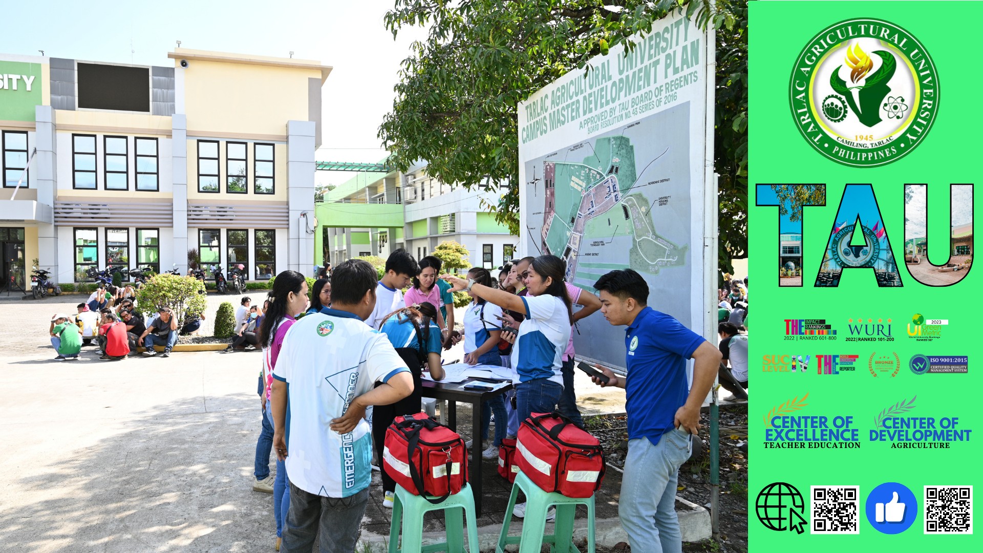 𝐂𝐀𝐏𝐓𝐔𝐑𝐄𝐃 𝐈𝐍 𝐋𝐄𝐍𝐒 | The Tarlac Agricultural University (TAU) community participates in the 3rd Quarter Nationwide Simultaneous Earthquake Drill (NSED), 9:00 am of 26 September, led by the National Disaster Risk Reduction and Management Counci