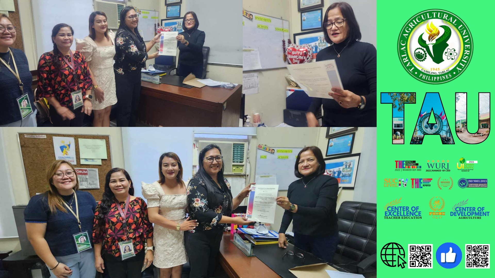 𝐂𝐀𝐏𝐓𝐔𝐑𝐄𝐃 𝐈𝐍 𝐋𝐄𝐍𝐒 | The United Faculty Association (UFA) of Tarlac Agricultural University (TAU) has finally been officially recognized by the Philippine Civil Service Commission (CSC) headed by the CSC Director Ms. Maria Cristina R. Gonzales