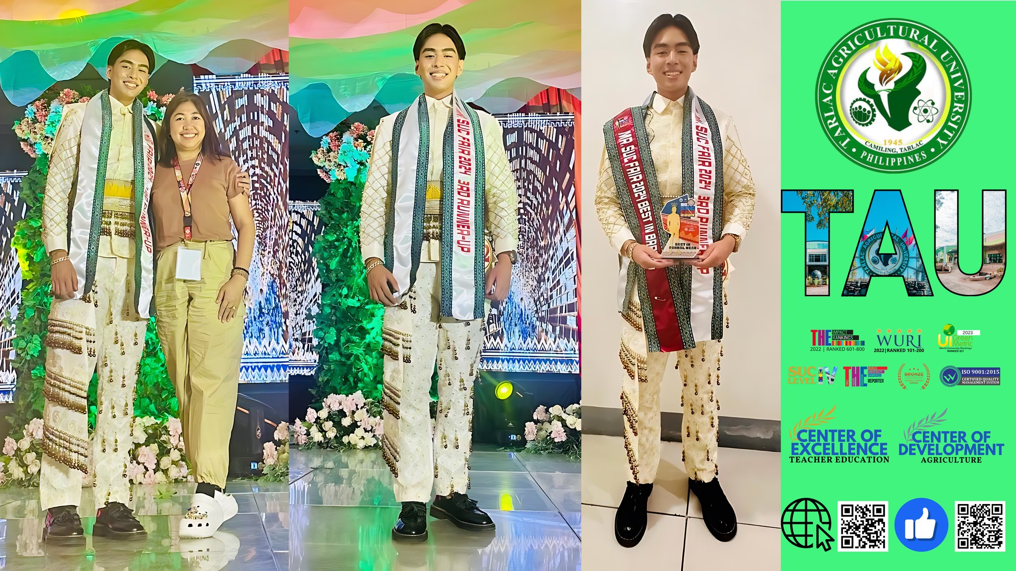 ππππππππ ππ ππππ | Region IIIβs contender for Mr. SUC Fair 2024 and TAUian charmer Mr. Marcus Kean Q. Catacutan concludes his Mr. SUC Fair 2024 journey as the 3rd runner-up during the pageant finals at the KCC Mall de Zamboanga on 10 July