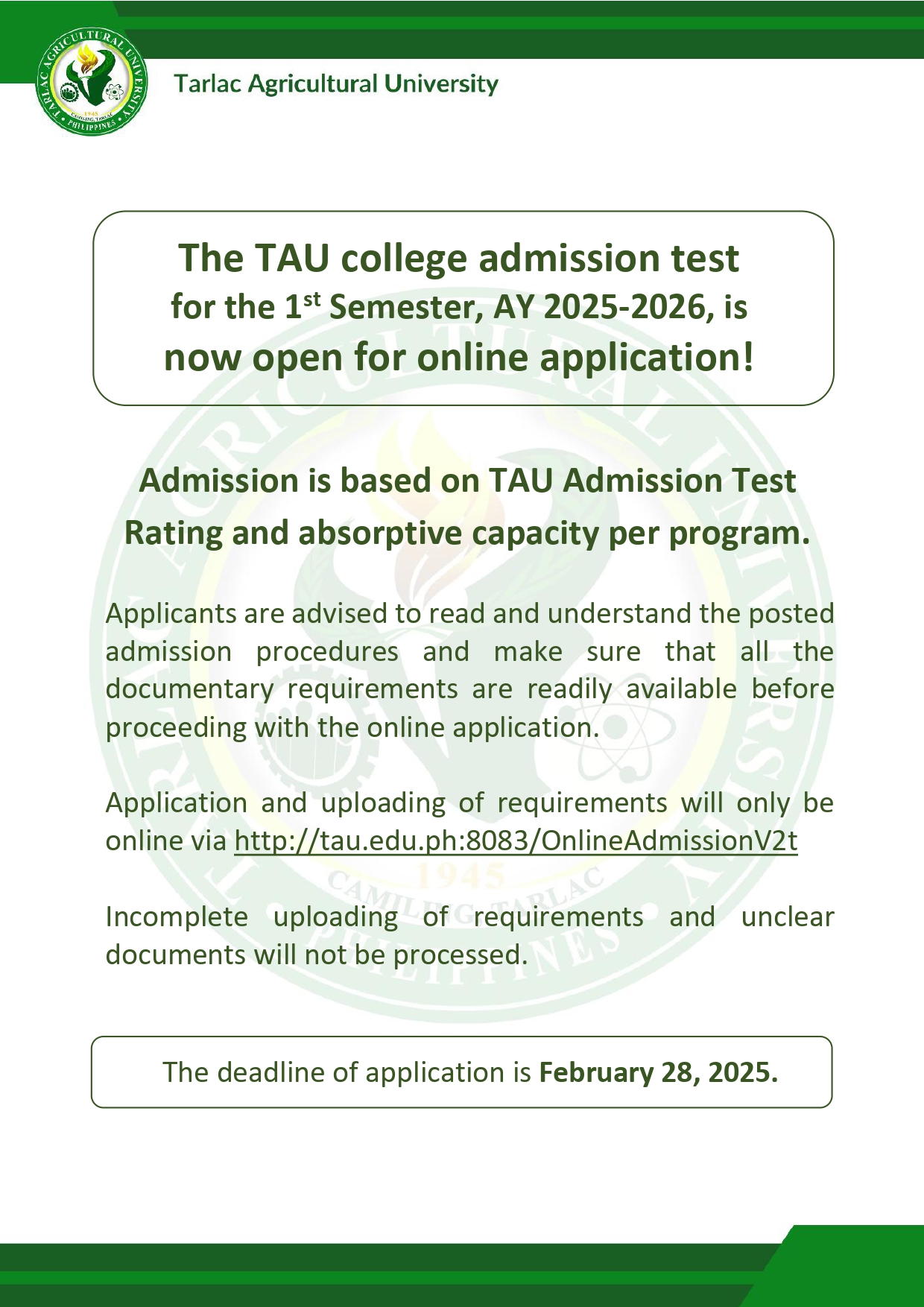 𝐔𝐍𝐈𝐕𝐄𝐑𝐒𝐈𝐓𝐘 𝐁𝐔𝐋𝐋𝐄𝐓𝐈𝐍 | Admission and Registration Services Online Admission AY 2025-2026