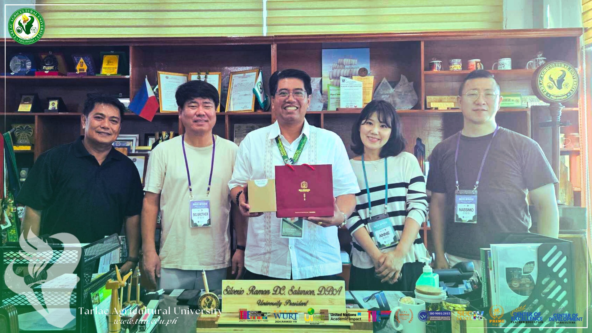 𝐂𝐀𝐏𝐓𝐔𝐑𝐄𝐃 𝐈𝐍 𝐋𝐄𝐍𝐒 | The Tarlac Agricultural University (TAU) President Dr. Silverio Ramon DC. Salunson warmly welcomes the Tehilla Community Church on their courtesy visit at the Office of the President (OP) Conference Hall, 6 February