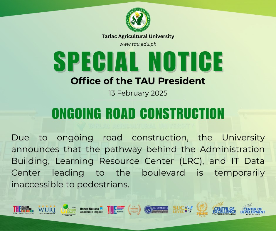 𝐔𝐍𝐈𝐕𝐄𝐑𝐒𝐈𝐓𝐘 𝐁𝐔𝐋𝐋𝐄𝐓𝐈𝐍 | Office of the TAU President Ongoing Road Construction