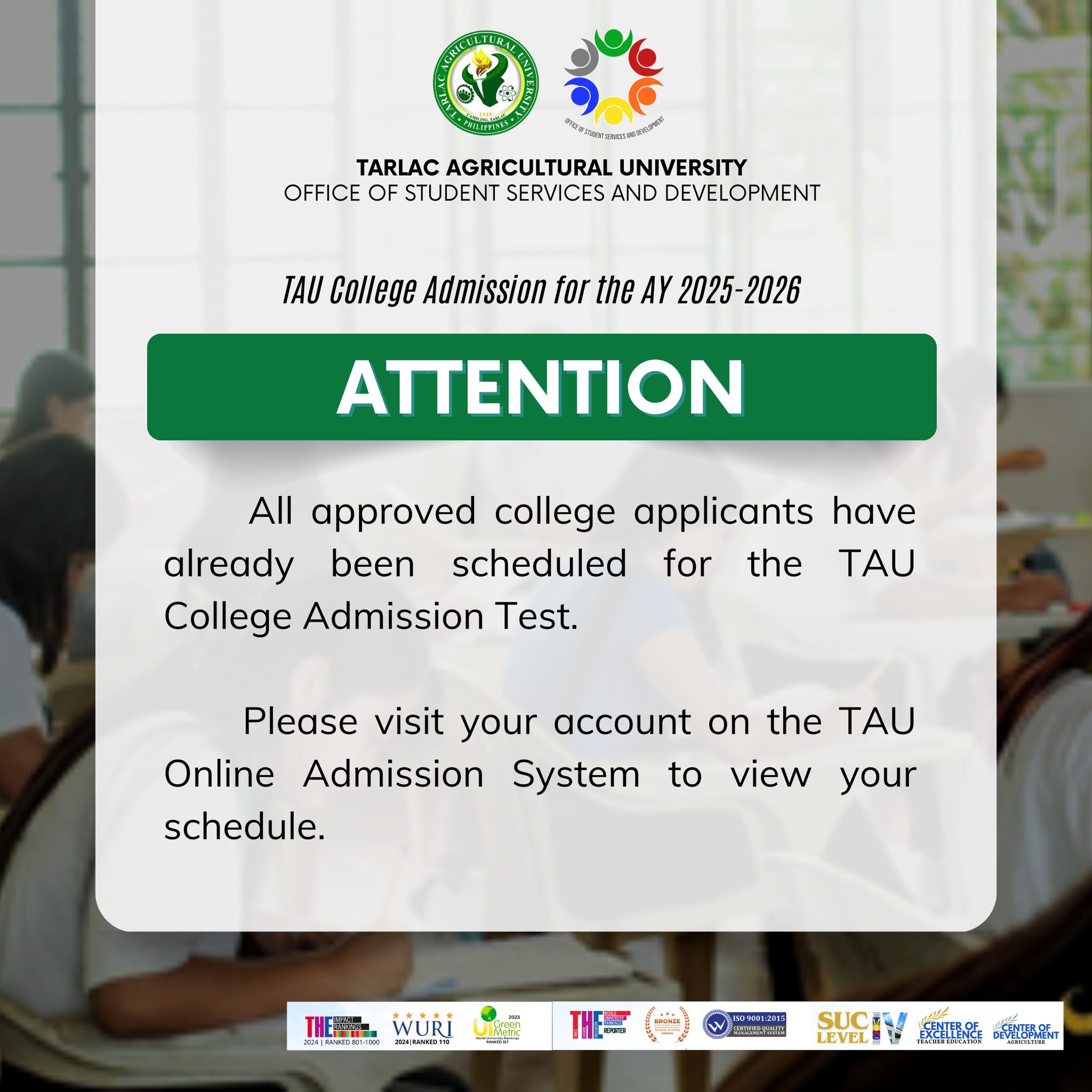 𝐒𝐏𝐎𝐓𝐋𝐈𝐆𝐇𝐓 | OSSD notifies applicants of TAU College Admission Test schedules